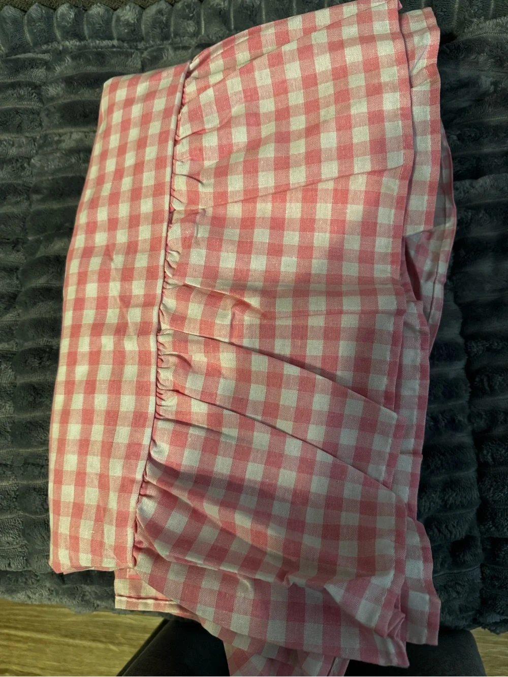 Pink Gingham Ruffle Tablecloth - Home Dining60”x120”